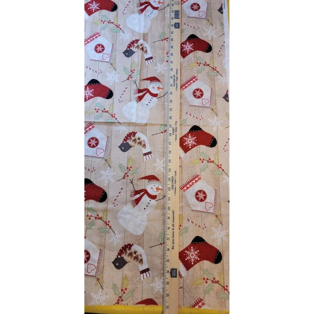 Winter Christmas Hancock Quilting Sewing Fabric Snowman Birdhouse Stocking 2 Yd
